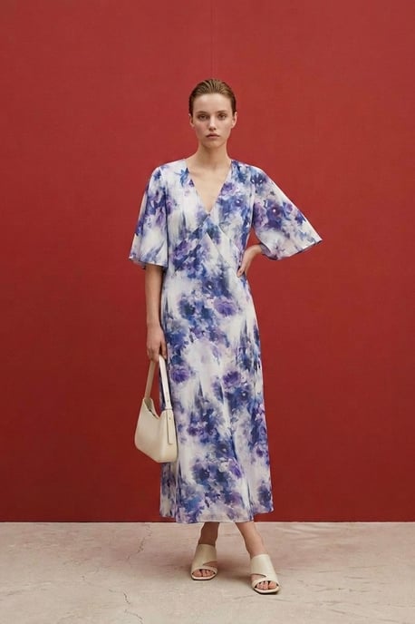 Abstracte Print Midi Jurk - Image 4