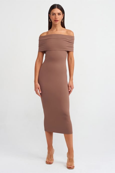 Off-Shoulder Bodycon Midi Dress - Image 1