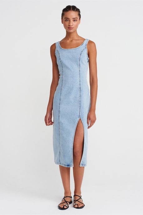 Dames Midi Bodycon Jeansjurk - Image 1