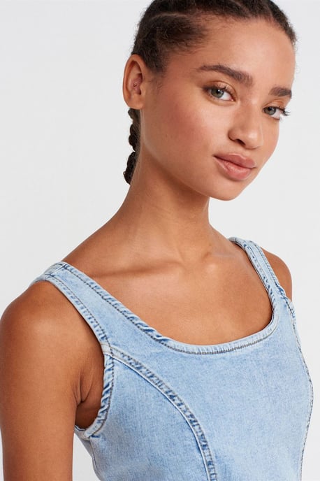 Dames Midi Bodycon Jeansjurk - Image 3