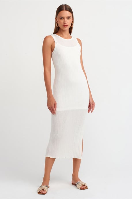 Ribbad ärmlös bodycon midiklänning - Image 3