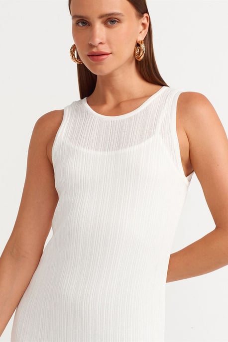 Ribbad ärmlös bodycon midiklänning - Image 4