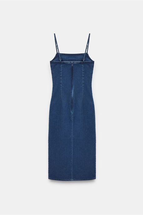 Kvinnors ärmlös bodycon midi denimklänning - Image 6