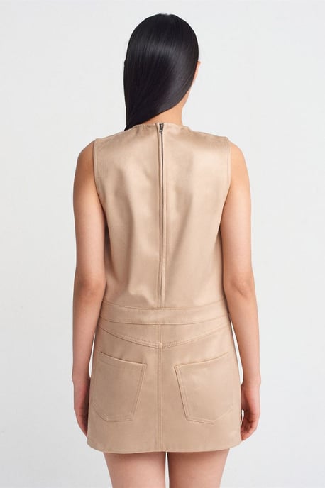 Sleeveless Faux Leather Mini Dress - Image 2