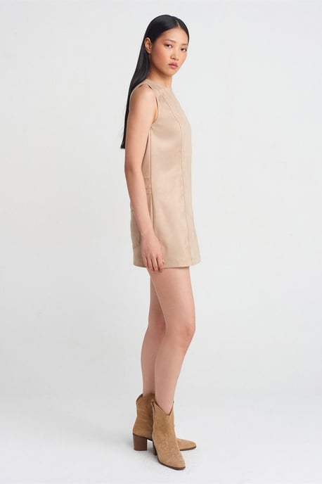 Sleeveless Faux Leather Mini Dress - Image 3