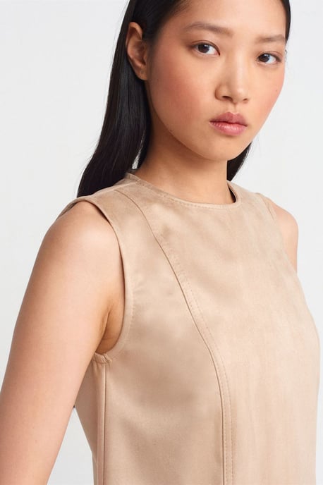 Sleeveless Faux Leather Mini Dress - Image 4