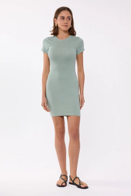 Solid Rundhalsad Bodycon Miniklänning - Image 3