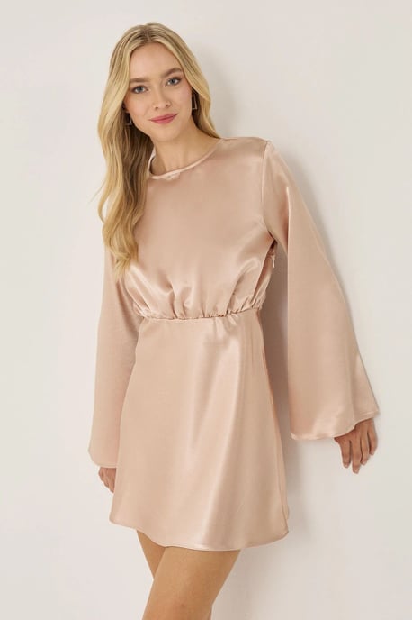 Mini Satin Dress with Angel Arms - Image 3