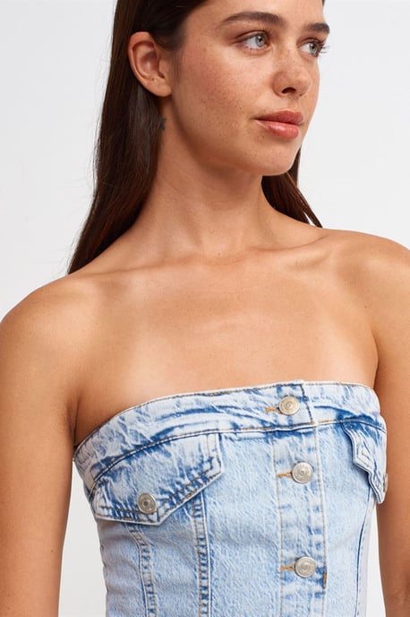 Strapless Mini Denim Jurk - Image 4