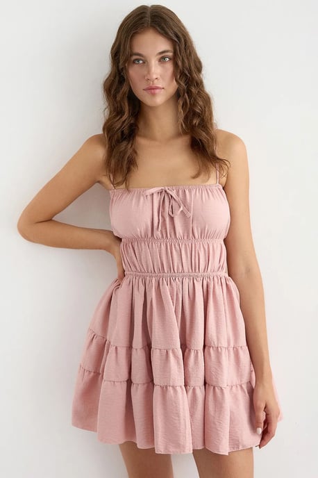 Tie-Up Detail Cotton Mini Dress - Image 2