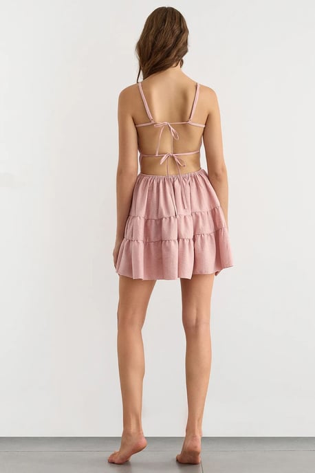 Tie-Up Detail Cotton Mini Dress - Image 4