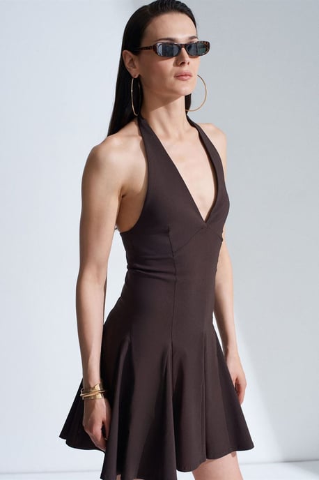 Halter Nek Skater Mini Jurk - Image 3