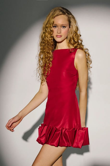 Öppen rygg Bodycon miniklänning med ballongkjol - Image 4