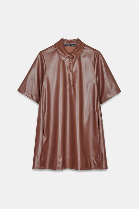 Luxe Fit Faux Leather Mini Shirtjurk - Image 5