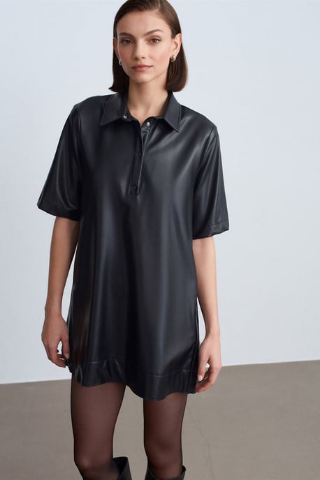Luxe Fit Faux Leather Mini Shirtjurk - Image 2