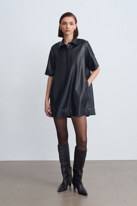 Luxe Fit Faux Leather Mini Shirtjurk - Image 3