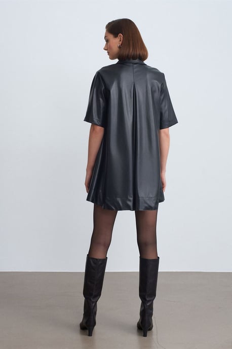 Luxe Fit Faux Leather Mini Shirtjurk - Image 4