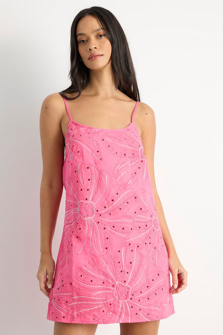 Beaded Embroidered Slip Mini Dress - Image 2