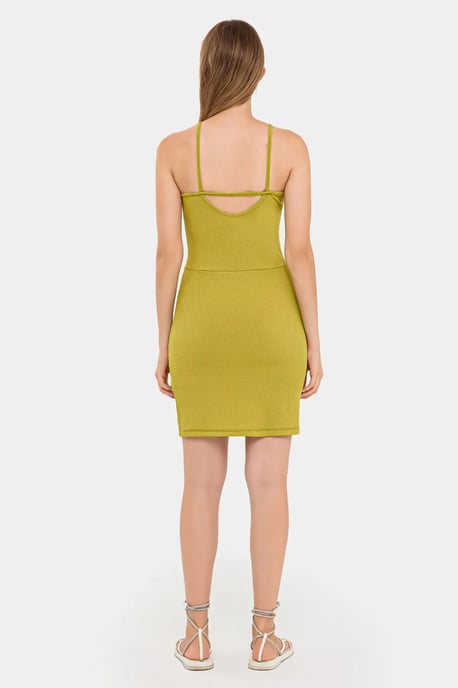 Sleeveless Halter-Neck Mini Dress with Side Slit - Image 4