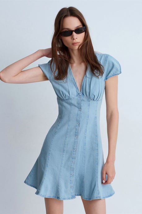 Mini Denim A-linje Klänning - Image 4