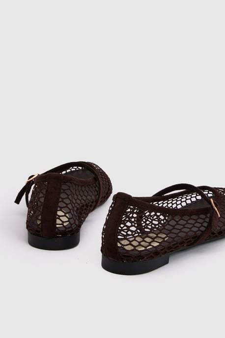 Tilly Mesh Mary-Jane Faux Leather Ballet Pumps - Image 2