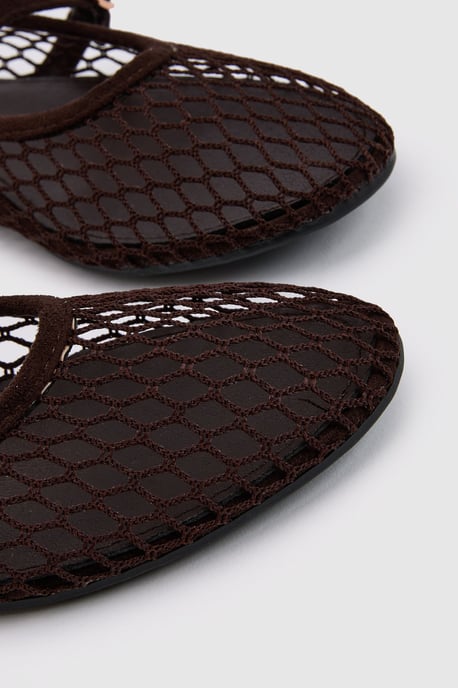 Tilly Mesh Mary-Jane Faux Leather Ballet Pumps - Image 3