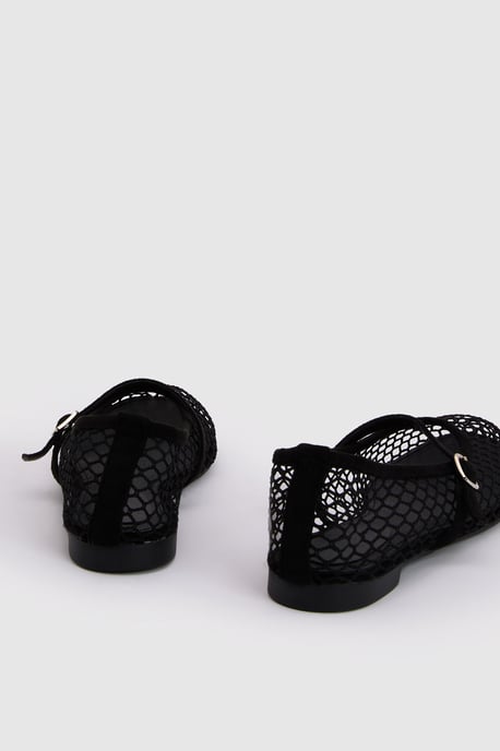 Tilly Mesh Mary-Jane Faux Leather Ballet Pumps - Image 2