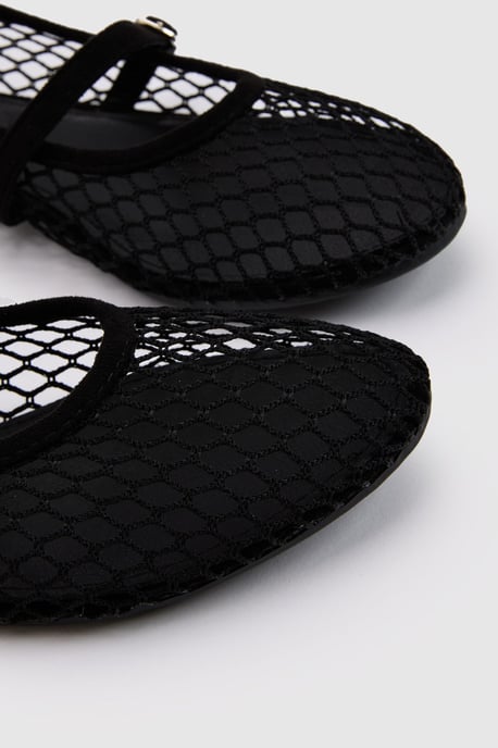 Tilly Mesh Mary-Jane Faux Leather Ballet Pumps - Image 3