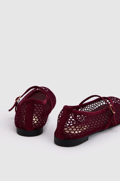 Tilly Mesh Mary-Jane Faux Leather Ballet Pumps - Image 2