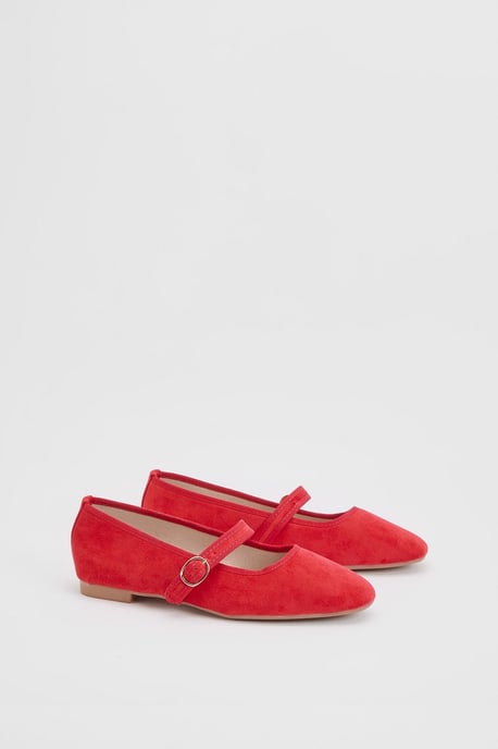 Buffy Faux Suede Square Toe Mary Jane Padded Ballet Pumps - Image 3