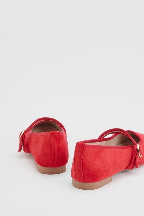 Buffy Faux Suede Square Toe Mary Jane Padded Ballet Pumps - Image 4