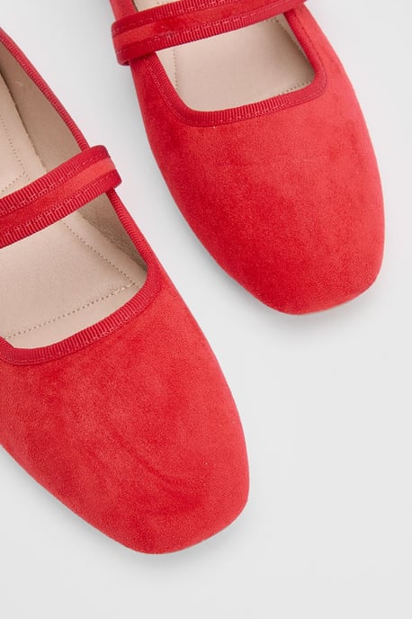 Buffy Faux Suede Square Toe Mary Jane Padded Ballet Pumps - Image 5