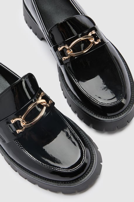 Faith: Jackie Faux Leather Trim Detail Chunky Loafers - Image 3