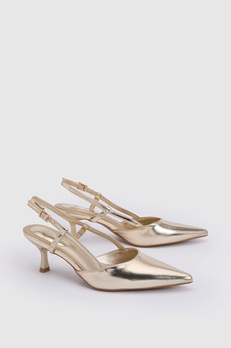 Luneth Kitten Heel Slingback Faux Leather Court Shoes - Image 2