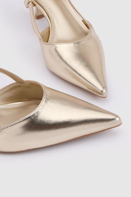 Luneth Kitten Heel Slingback Faux Leather Court Shoes - Image 4
