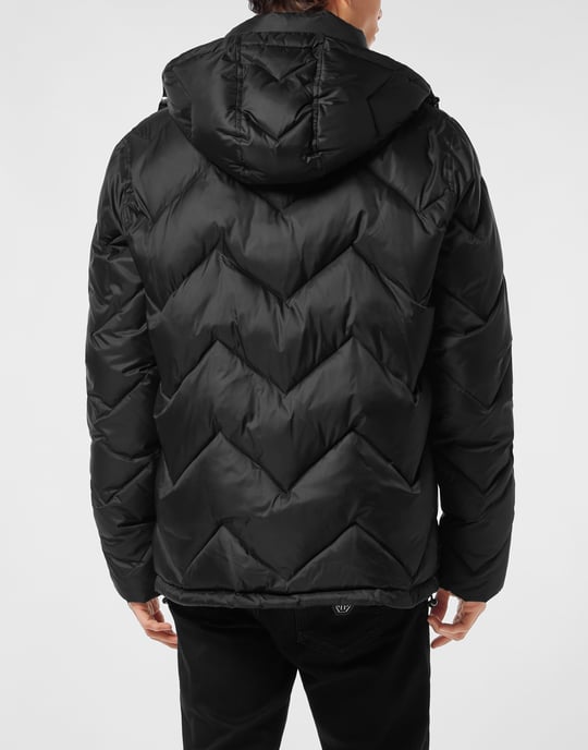 Kort nylonjacka med sicksackmönster - Image 5