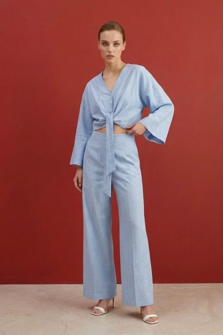 Katoenen Co-ord Set met Strikdetail - Image 2