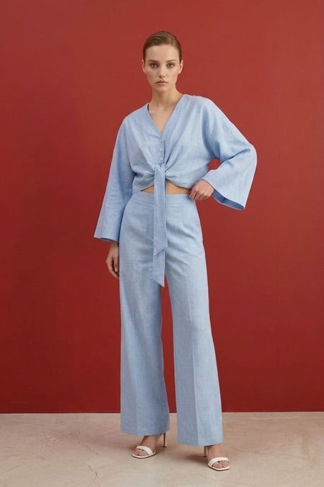 Katoenen Co-ord Set met Strikdetail - Image 3