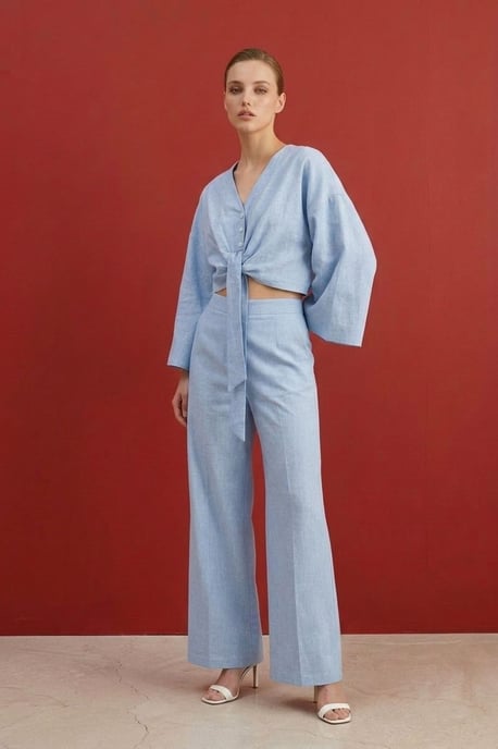 Katoenen Co-ord Set met Strikdetail - Image 4