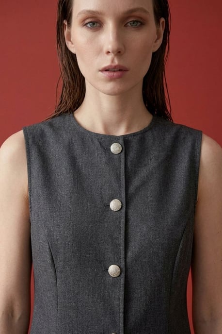 Katoenen Poplin Vest en Wijde Pantalon Set - Image 2