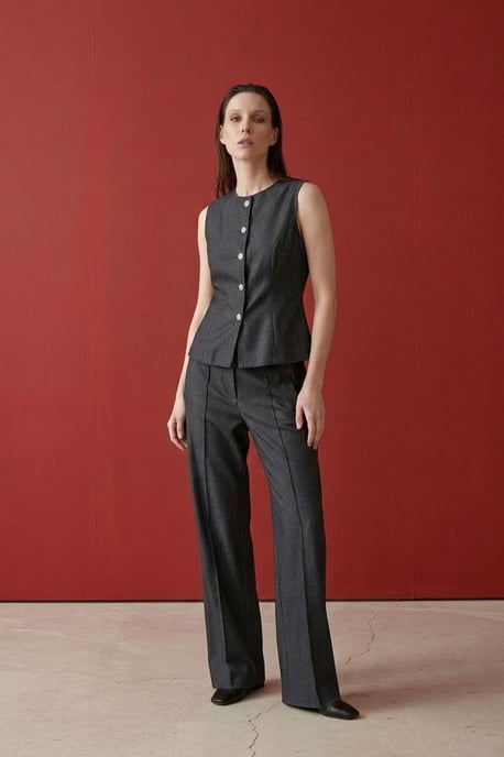 Katoenen Poplin Vest en Wijde Pantalon Set - Image 3