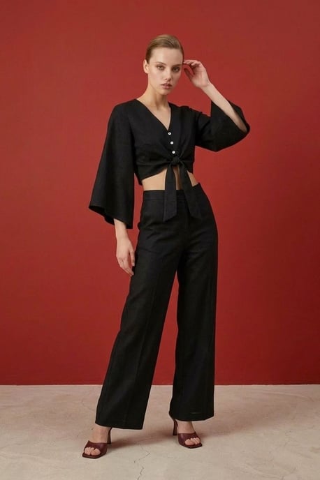 Katoenen Co-ord Set met Strikdetail - Image 3