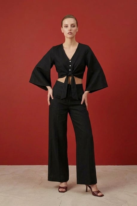 Katoenen Co-ord Set met Strikdetail - Image 4