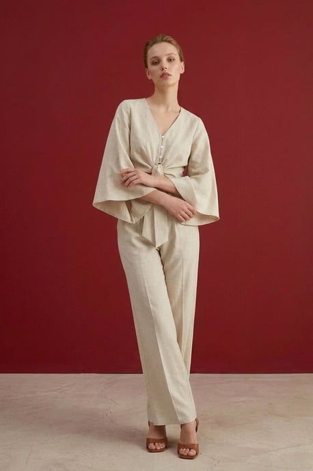 Katoenen Co-ord Set met Strikdetail - Image 2