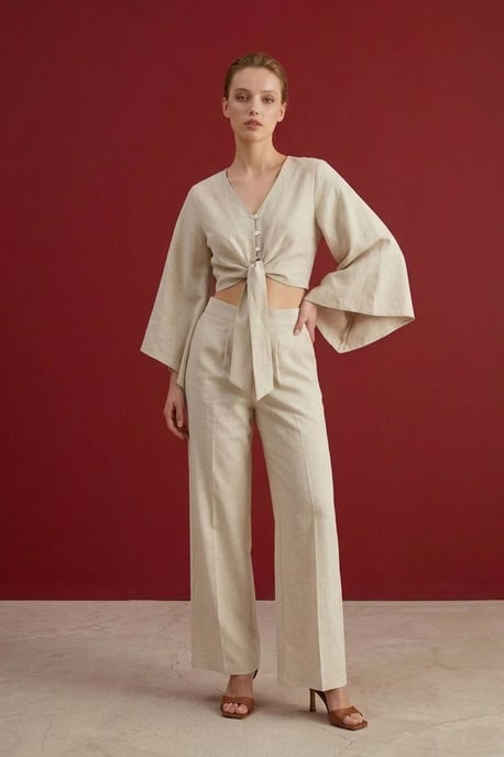 Katoenen Co-ord Set met Strikdetail - Image 3