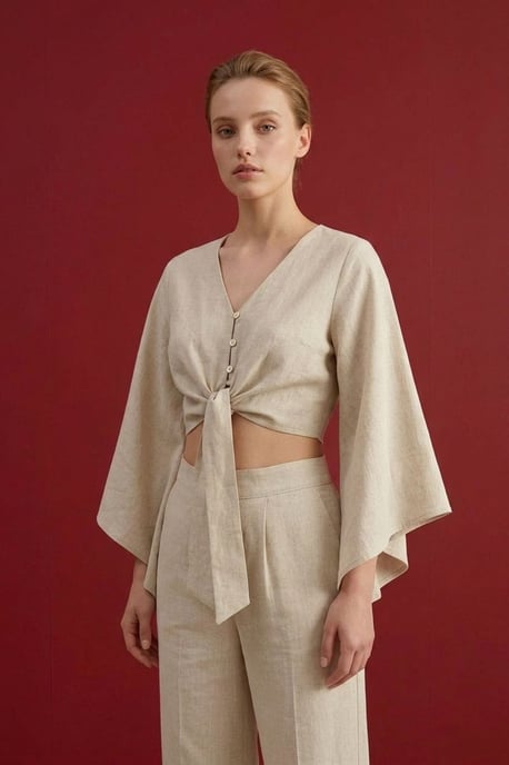 Katoenen Co-ord Set met Strikdetail - Image 6