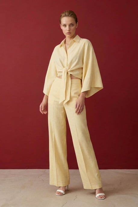 Katoenen Co-ord Set met Strikdetail - Image 4
