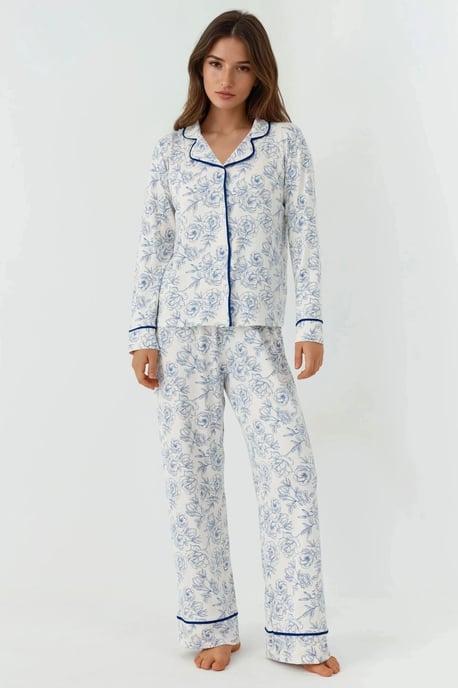 Blommönster Långärmad Loungewear Pyjamas Set - Image 1