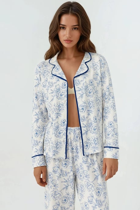 Blommönster Långärmad Loungewear Pyjamas Set - Image 5