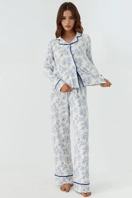 Blommönster Långärmad Loungewear Pyjamas Set - Image 6